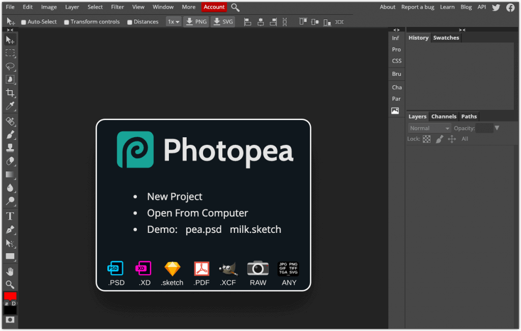 PhotoPea - 5 Time Saving Apps for Youtubers, tools for youtubers, tips for youtubers, free tools for youtubers