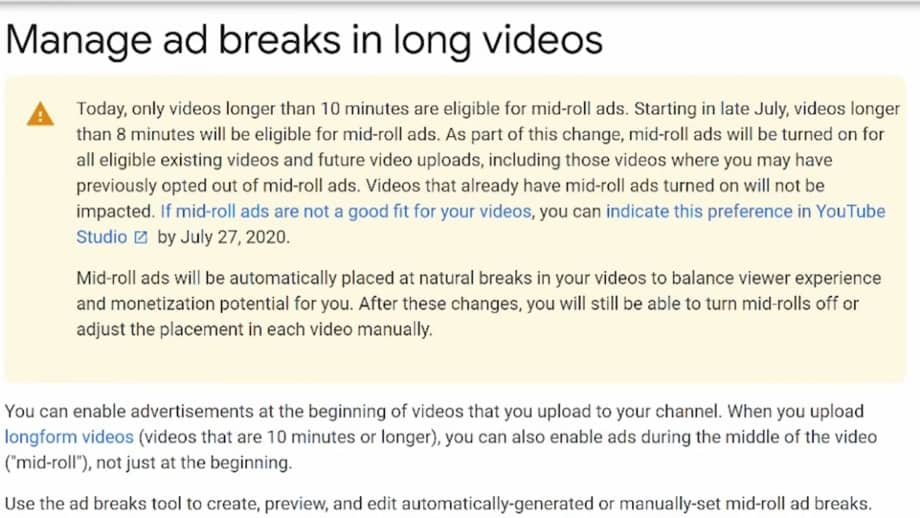 Add Mid Rolls To 8 Minute Videos on YouTube [From July 2020]