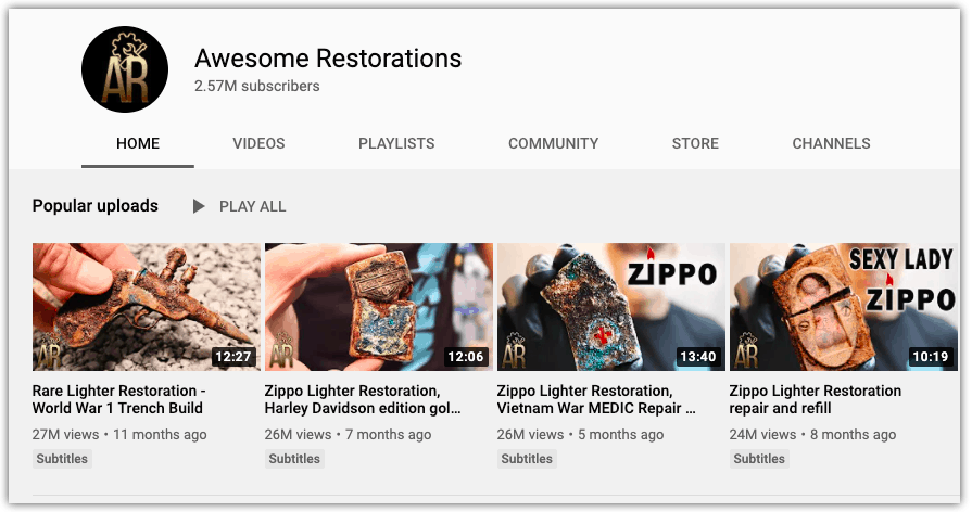 Awesome Restorations Channel Page
